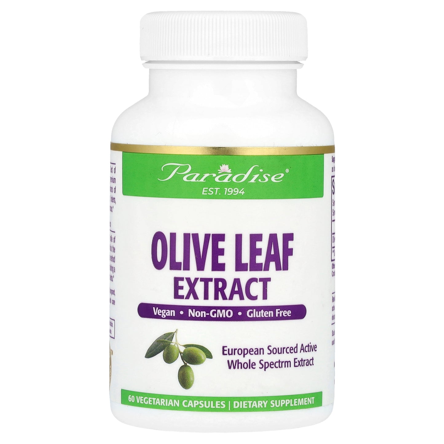 Paradise Herbs, Olive Leaf Extract, 60 Vegetarian Capsules (250 mg per Capsule)