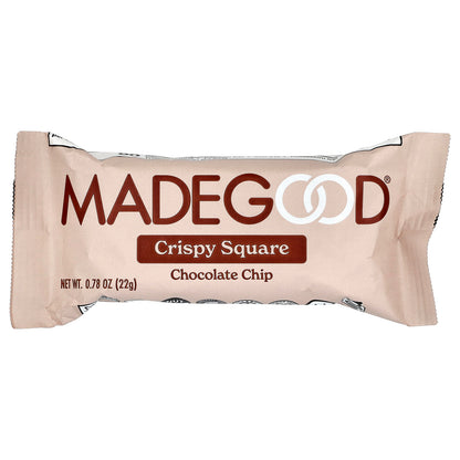 MadeGood, Crispy Squares, Chocolate Chip, 6 Bars, 0.78 oz (22 g) Each