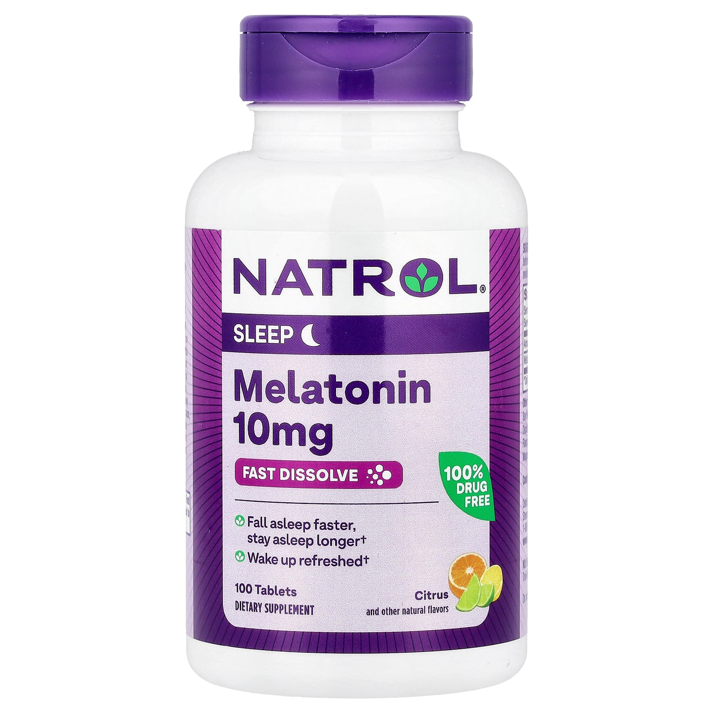 Natrol, Melatonin, Fast Dissolve, Citrus, 10 mg, 100 Tablets