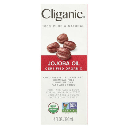 Cliganic, Organic Jojoba Oil, 4 fl oz (120 ml)