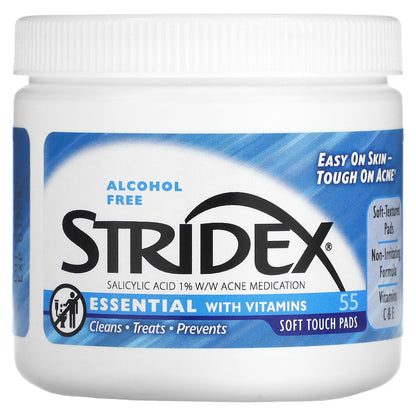 Stridex, Essential with Vitamins, Alcohol Free, 55 Soft Touch Pads