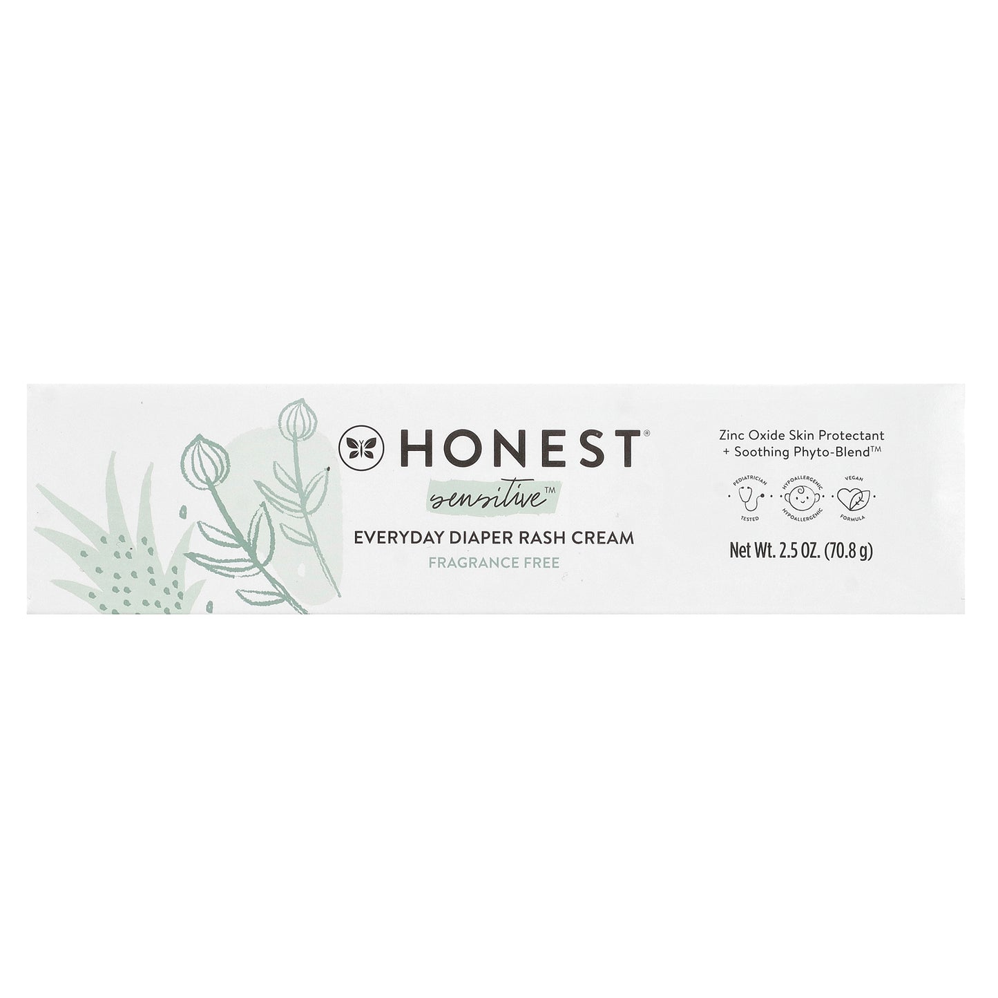 The Honest Company, Everyday Diaper Rash Cream, Sensitive, Fragrance Free, 2.5 oz (70.8 g)