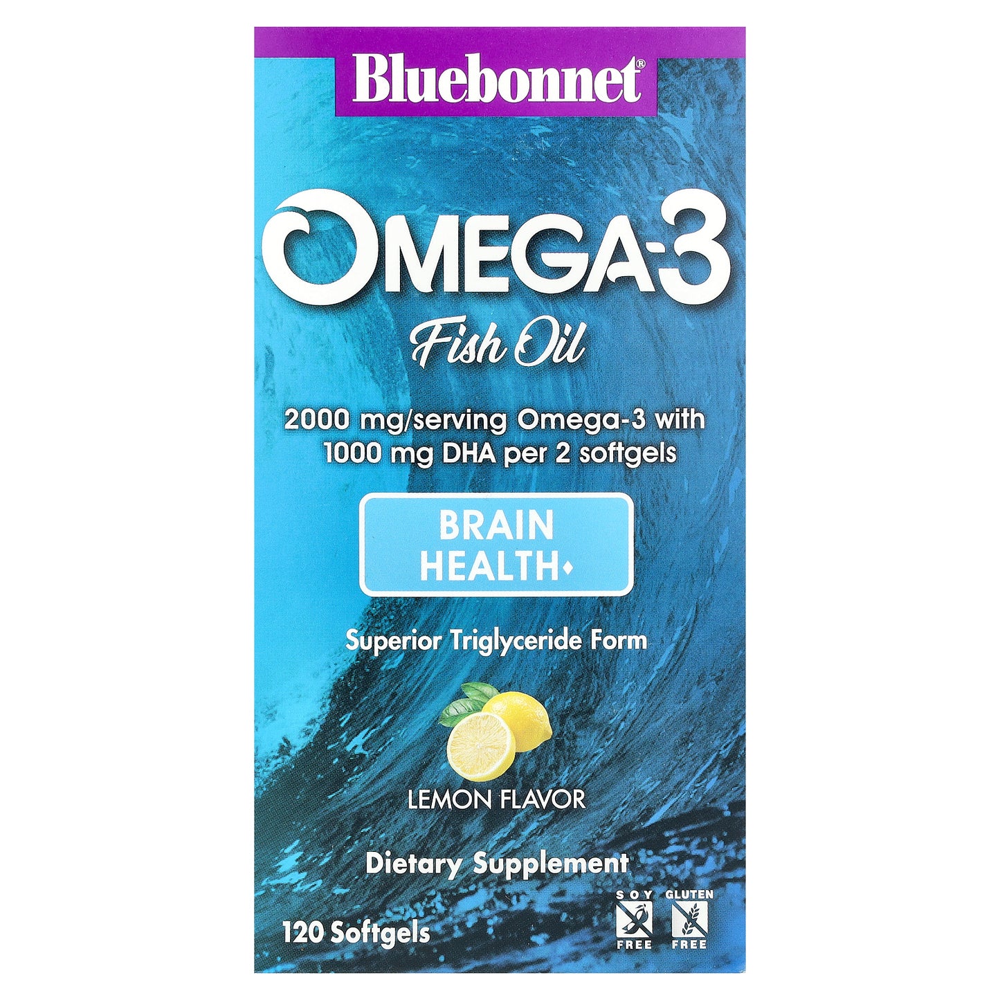 Bluebonnet Nutrition, Omega-3 Fish Oil, Lemon, 120 Softgels