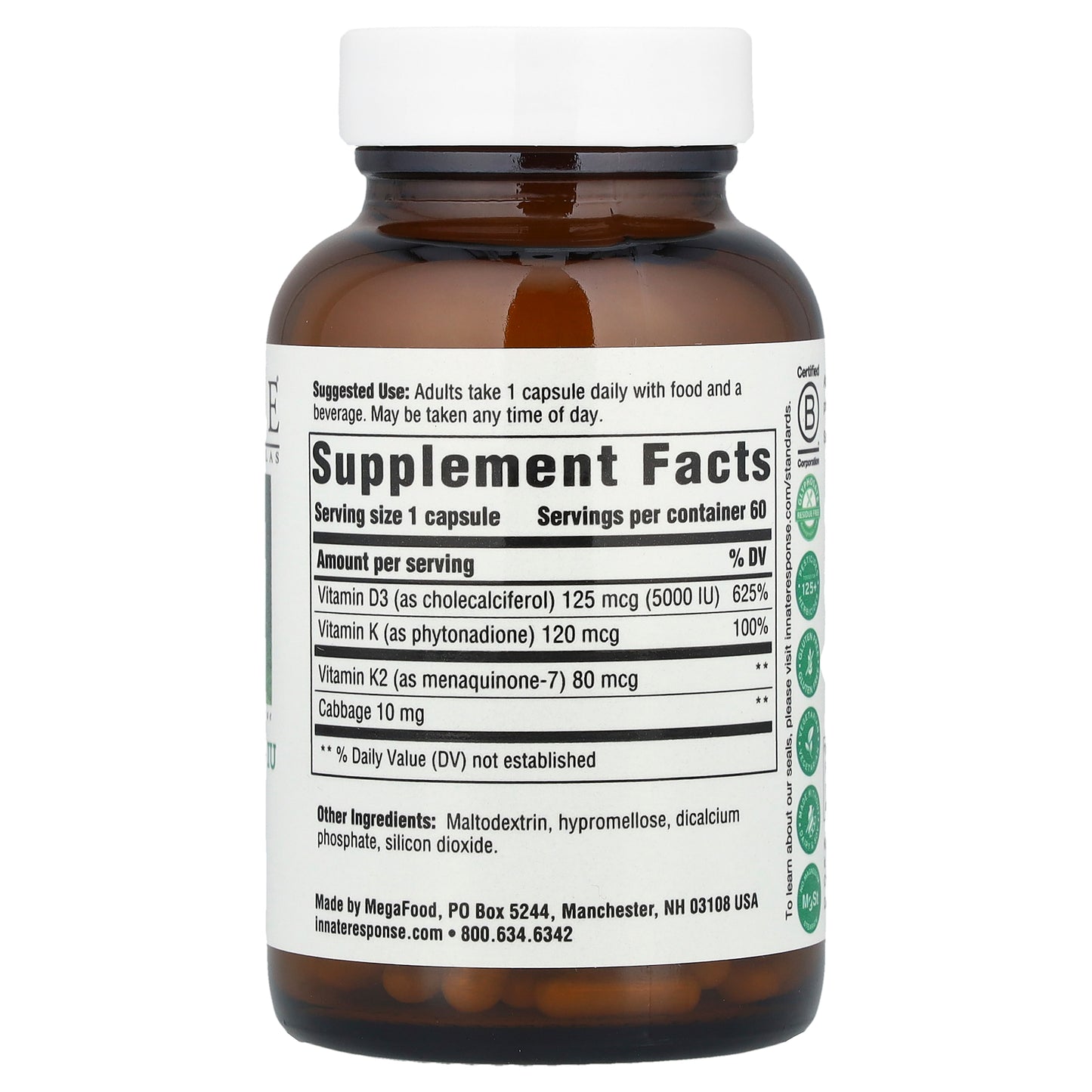 Innate Response Formulas, Vitamin D3, 125 mcg (5,000 IU), 60 Capsules