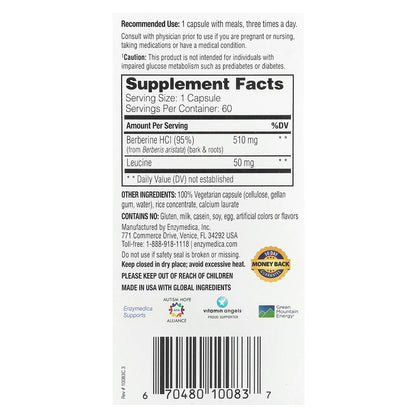 Enzymedica, Berberine, 60 Targeted-Delivery Capsules