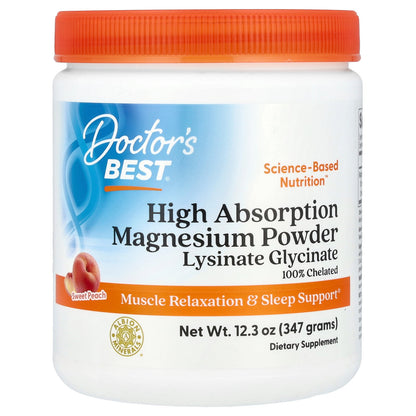 Doctor's Best, High Absorption Magnesium Powder, Sweet Peach, 12.3 oz (347 g)