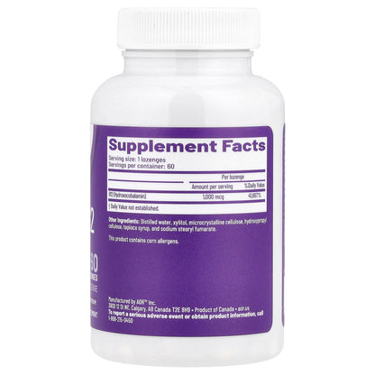 Advanced Orthomolecular Research AOR, Hydroxy B12, 1,000 mcg, 60 Lozenges