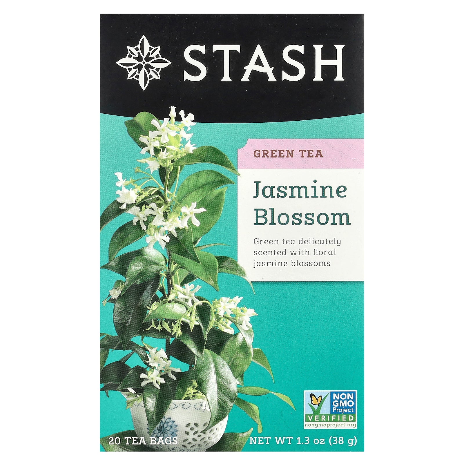 Stash Tea, Green Tea, Jasmine Blossom, 20 Tea Bags, 1.3 oz (38 g)