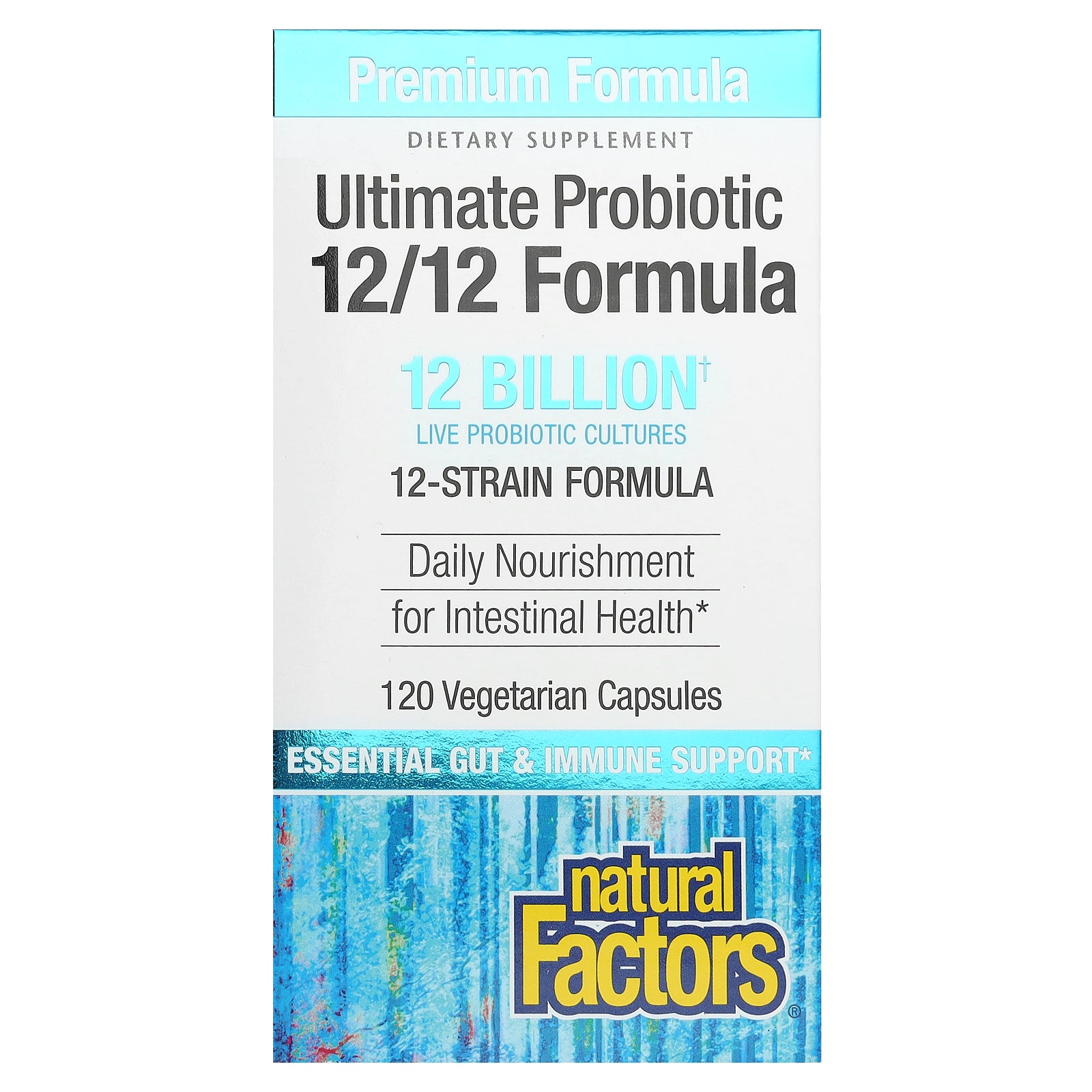 Natural Factors, Ultimate Probiotic, 12/12 Formula, 12 Billion CFU, 120 Vegetarian Capsules