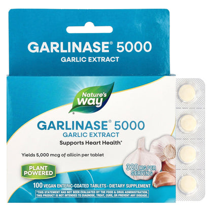 Nature's Way, Garlinase® 5000, Garlic Extract, 320 mg, 100 Vegan Enteric-Coated Tablets