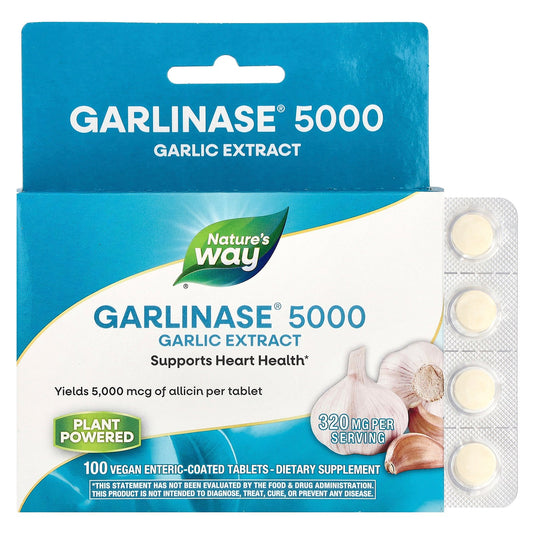 Nature's Way, Garlinase® 5000, Garlic Extract, 320 mg, 100 Vegan Enteric-Coated Tablets