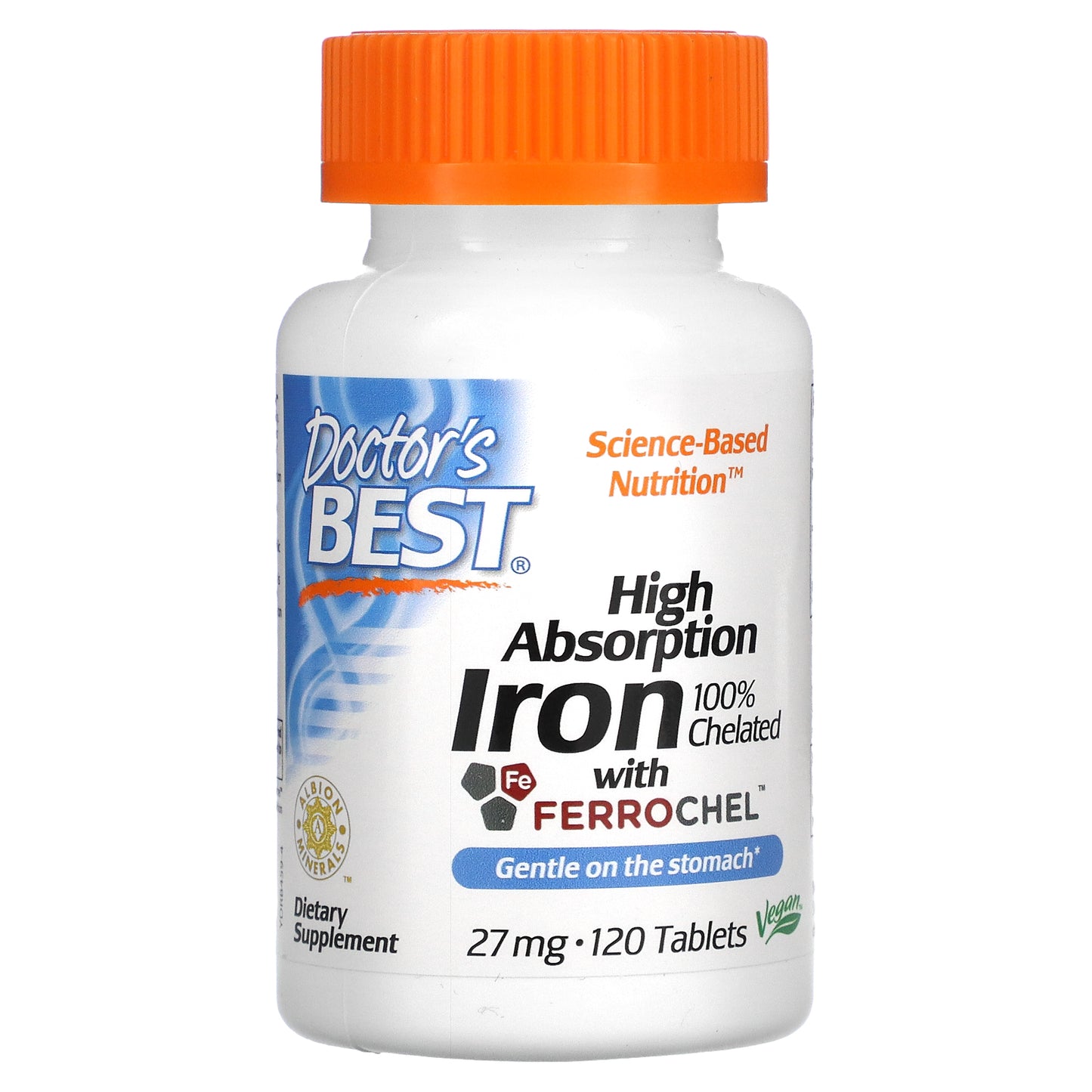 Doctor's Best, High Absorption Iron with Ferrochel, 27 mg, 120 Tablets