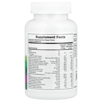 NaturesPlus, Animal Parade®, Children's Chewable Multivitamin, Grape, 180 Animal-Shaped Tablets