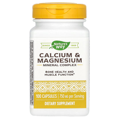 Nature's Way, Calcium & Magnesium Mineral Complex, 750 mg, 100 Capsules (250 mg per Capsule)