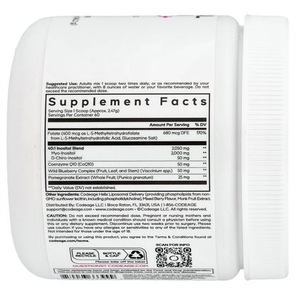 Codeage, Liposomal Ovarian Inositol+ Powder, Mixed Berry, 5.2 oz (148.2 g)