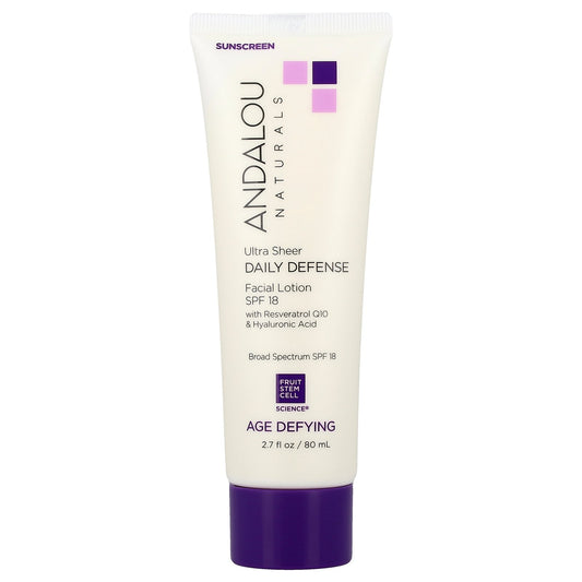 Andalou Naturals, Ultra Sheer Daily Defense Facial Lotion, Age Defying, SPF 18, 2.7 fl oz (80 ml)