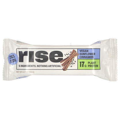 Rise Bar, Protein Bar, Vegan Sunflower Cinnamon, 12 Bars, 2.1 oz (60 g) Each