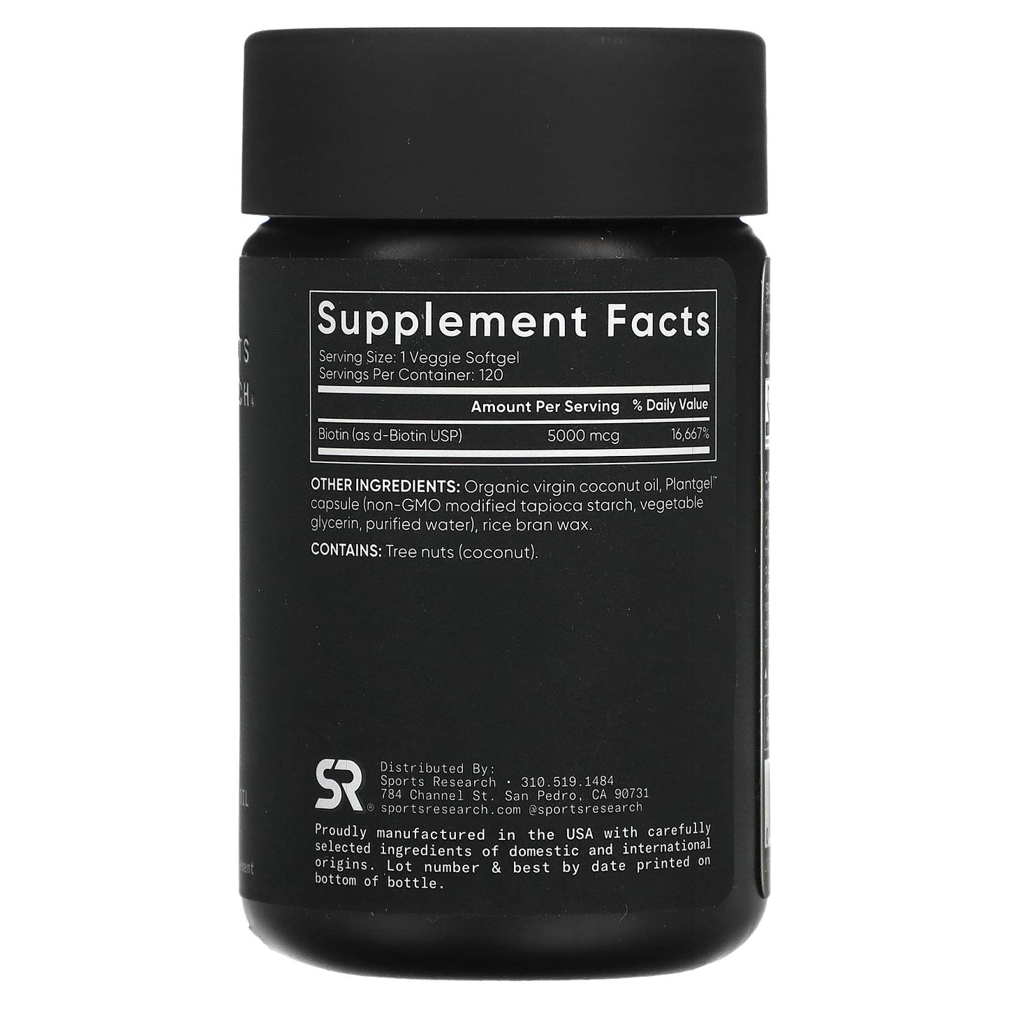Sports Research, Biotin, 5,000 mcg, 120 Veggie Softgels
