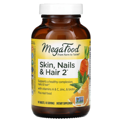 MegaFood, Skin, Nails & Hair 2, 90 Tablets