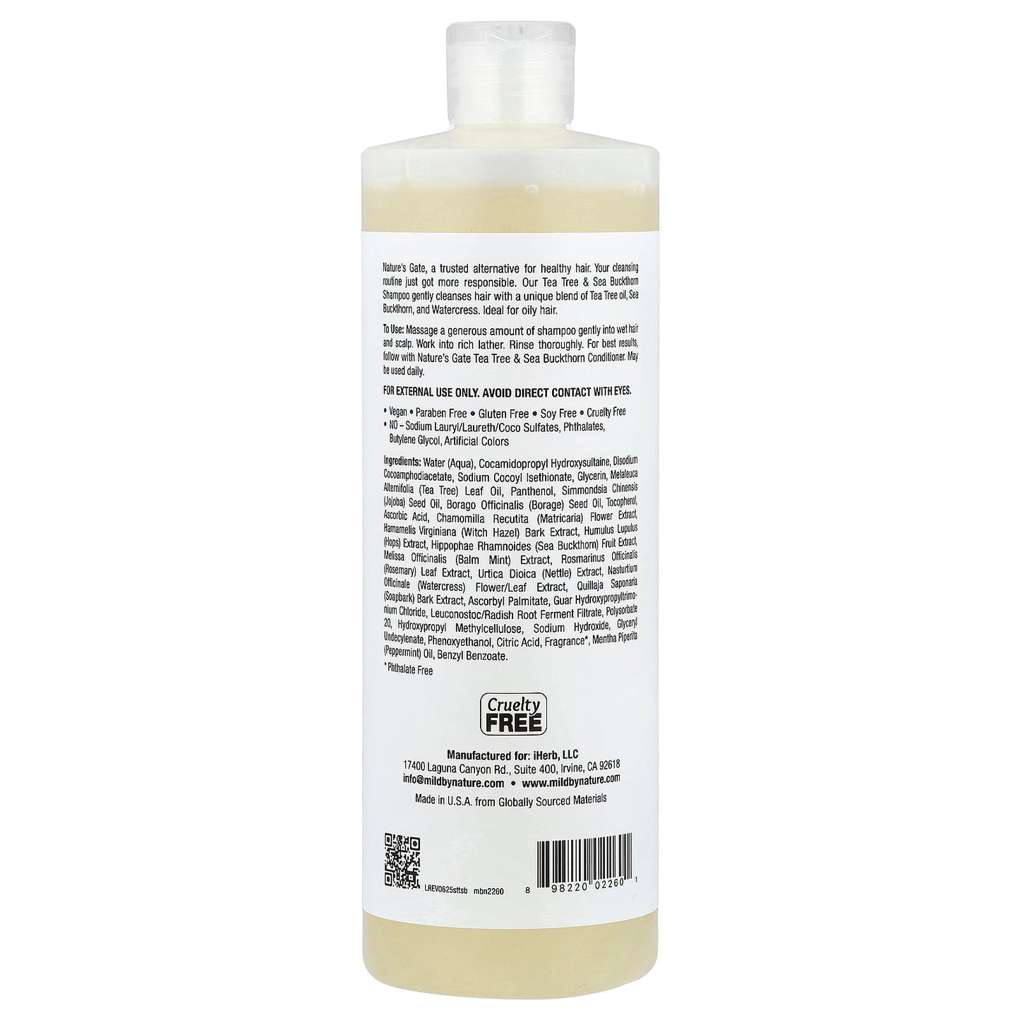 Mild By Nature, (Nature's Gate), Tea Tree & Sea Buckthorn Shampoo for Oily Hair, 16 fl oz (473 ml)