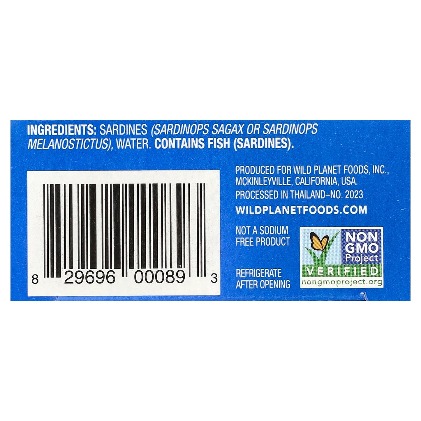 Wild Planet, Wild Sardines In Water, No Salt Added, 4.4 oz (125 g)