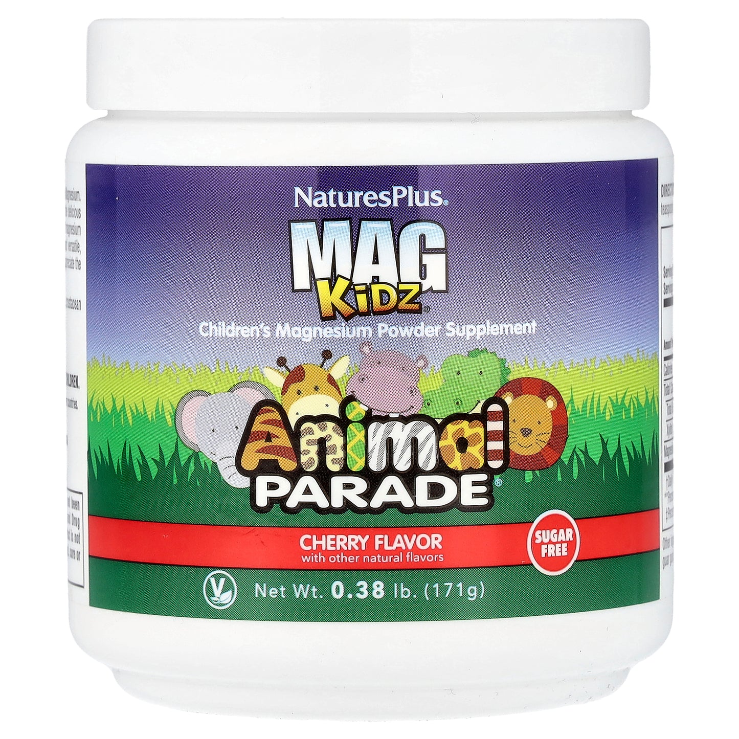 NaturesPlus, Mag Kidz®, Animal Parade®, Children's Magnesium Powder Supplement, Cherry, 0.38 lb (171 g)