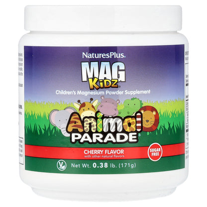 NaturesPlus, Mag Kidz®, Animal Parade®, Children's Magnesium Powder Supplement, Cherry, 0.38 lb (171 g)