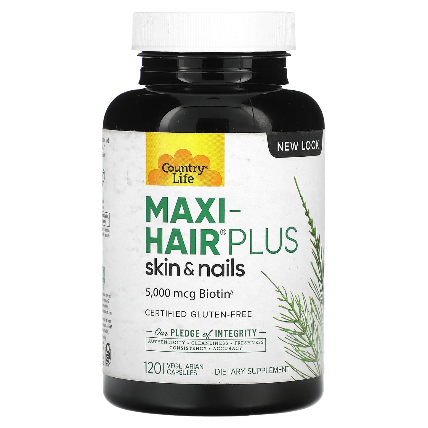 Country Life, Maxi-Hair Plus, 5,000 mcg, 120 Vegetarian Capsules (1,250 mcg per Capsule)