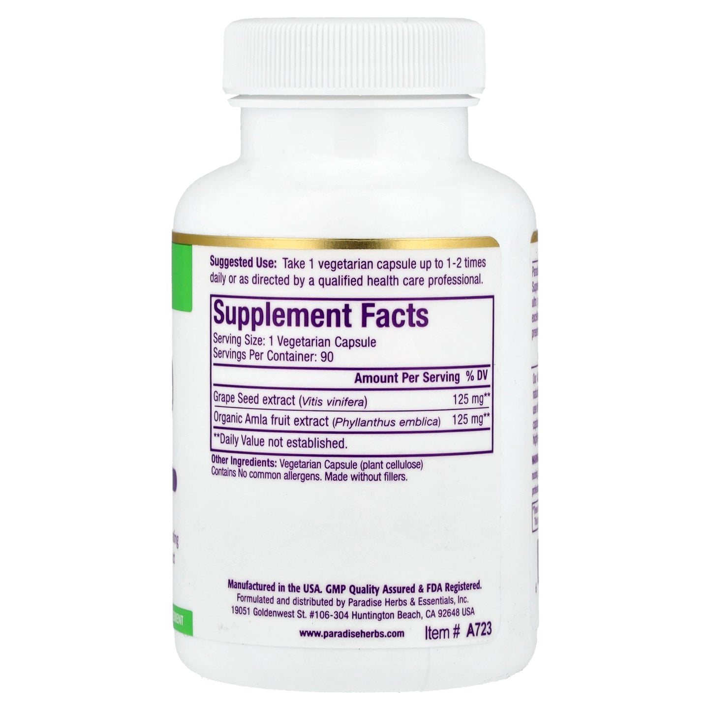 Paradise Herbs, Grape Seed Extract , 90 Vegetarian Capsules