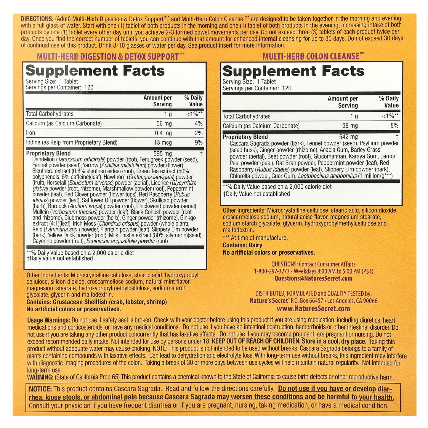 Nature's Secret, Ultimate Cleanse®, 2 Part Total-Body Program, 2 Bottles, 120 Tablets Each