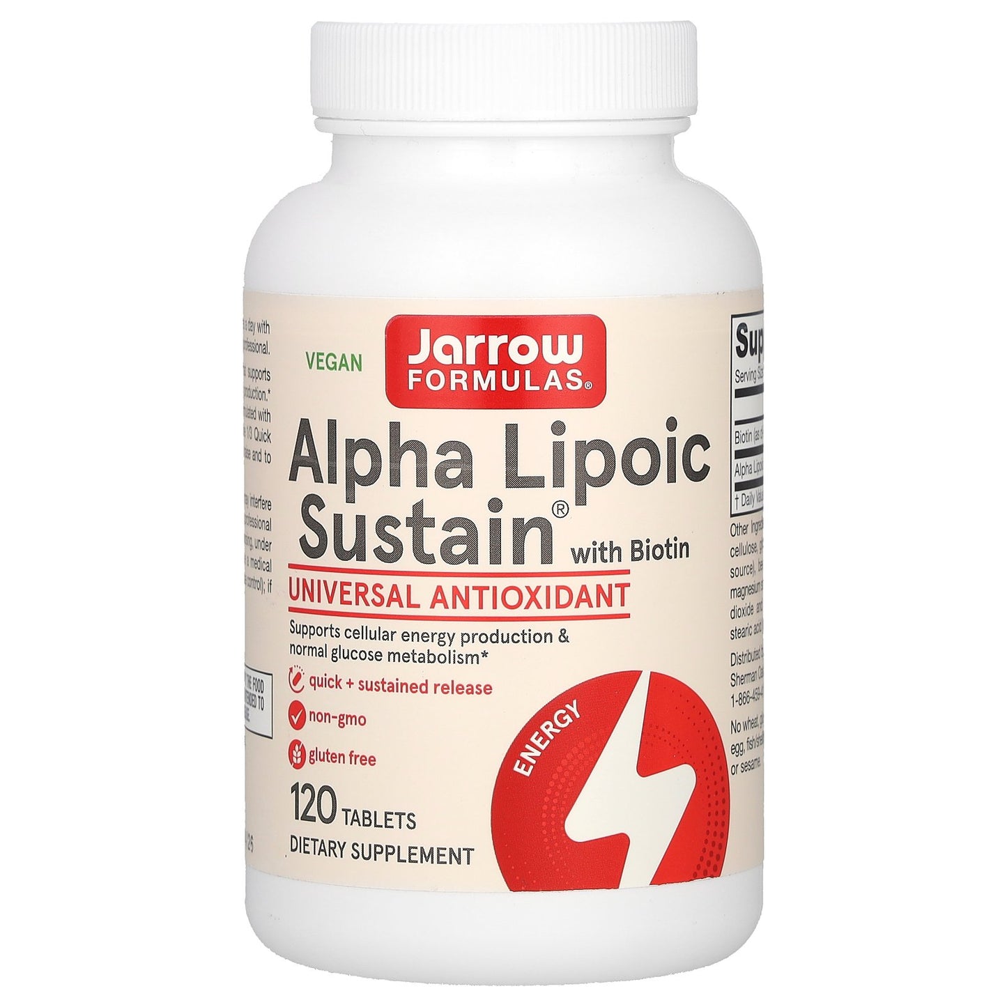 Jarrow Formulas, Alpha Lipoic Sustain with Biotin, 120 Tablets