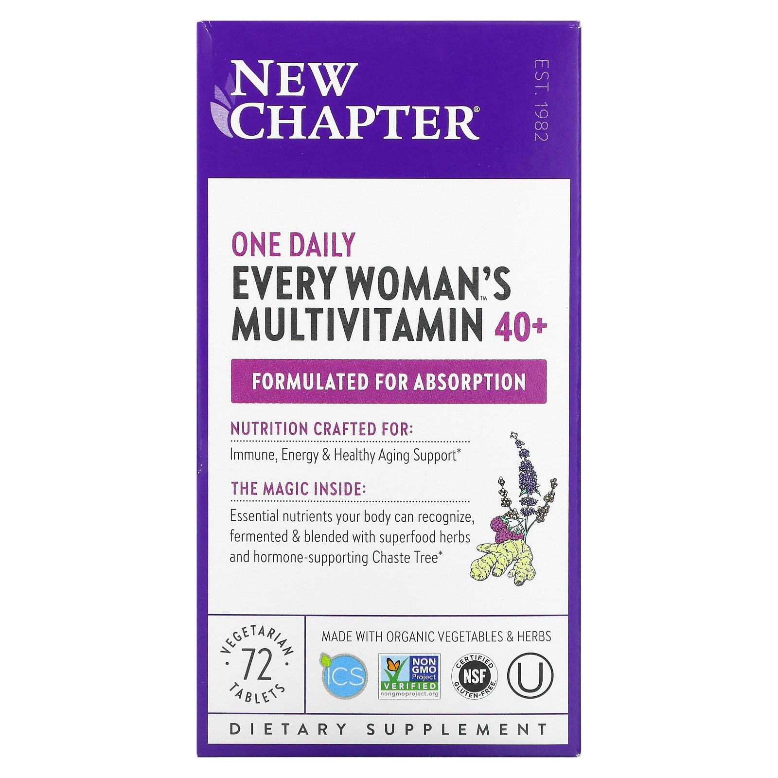 New Chapter, Every Woman's One Daily 40+ Multivitamin, 72 Vegetarian Tablets