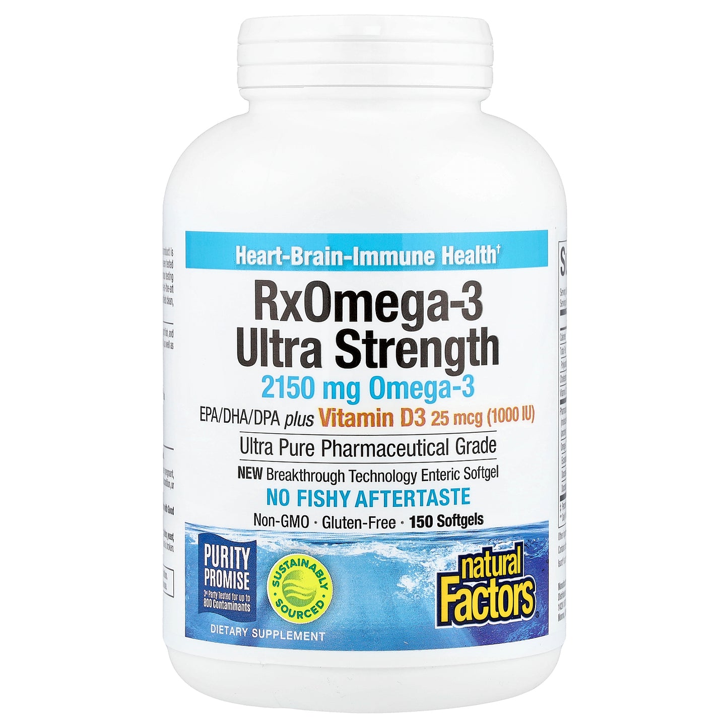 Natural Factors, RxOmega-3 Ultra Strength with Vitamin D3, 150 Softgels