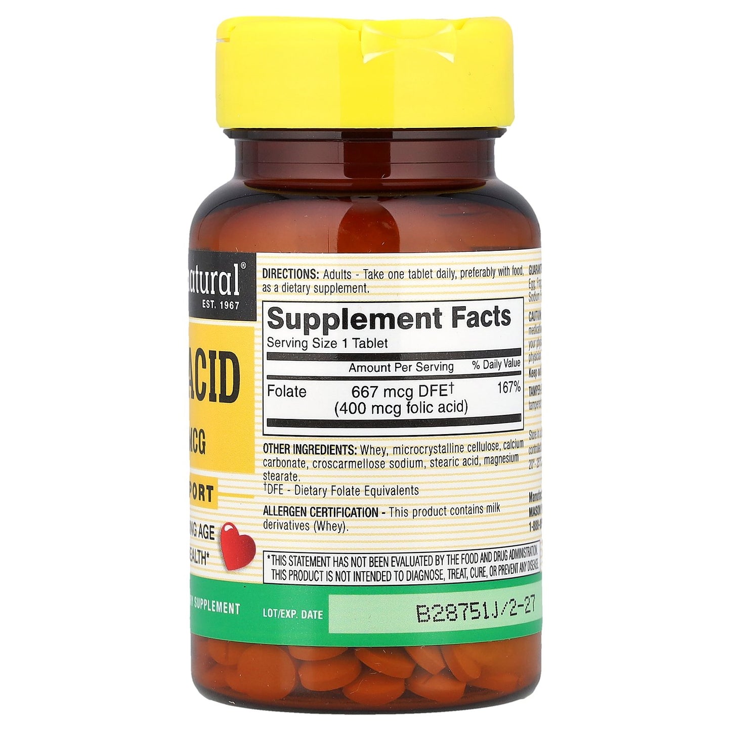 Mason Natural, Folic Acid, 400 mcg, 100 Tablets