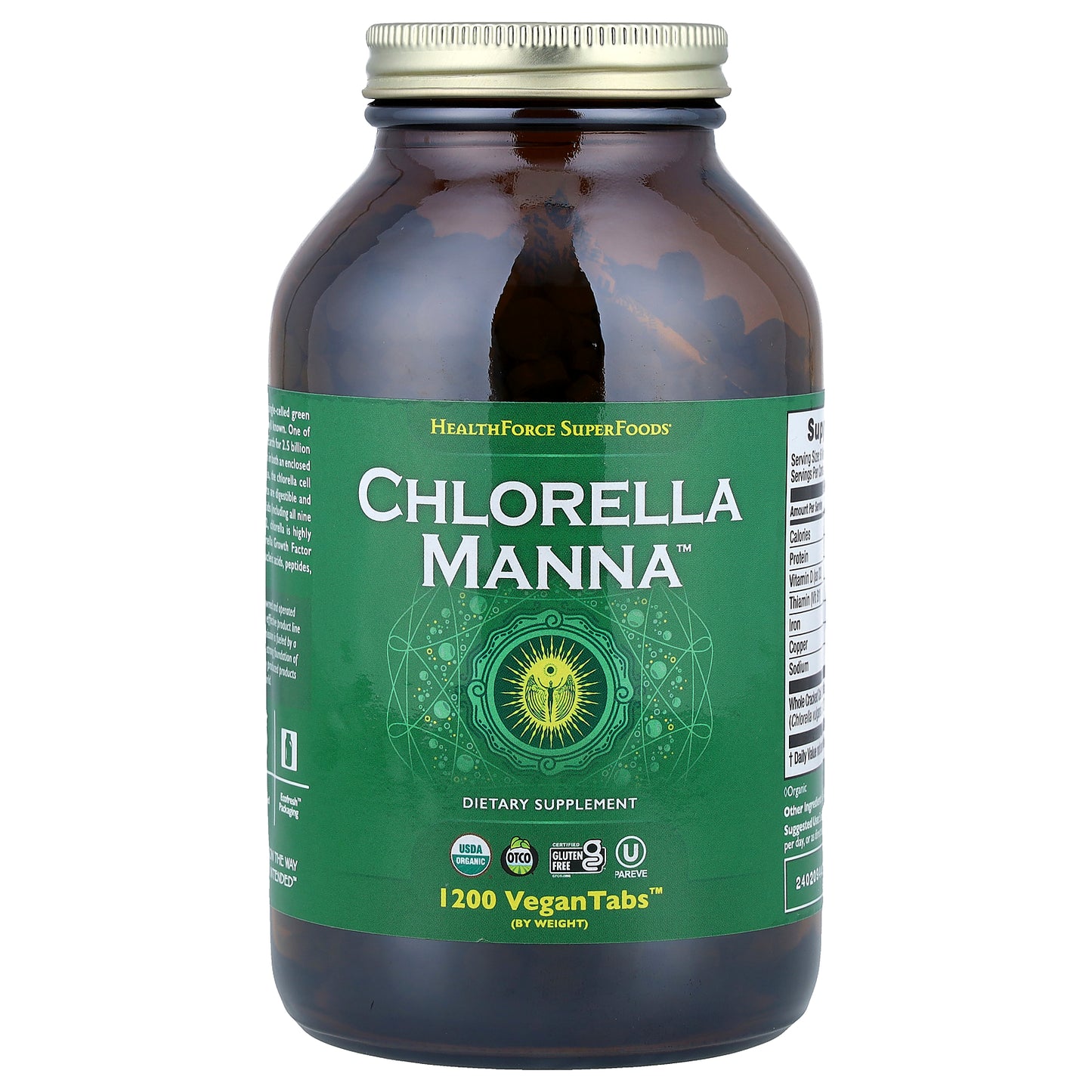 HealthForce Superfoods, Chlorella Manna™, 1,200 VeganTabs™ (250 mg per Tab)