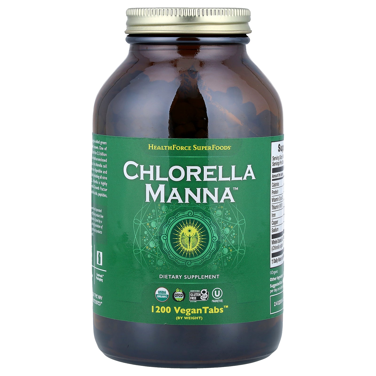 HealthForce Superfoods, Chlorella Manna™, 1,200 VeganTabs™ (250 mg per Tab)
