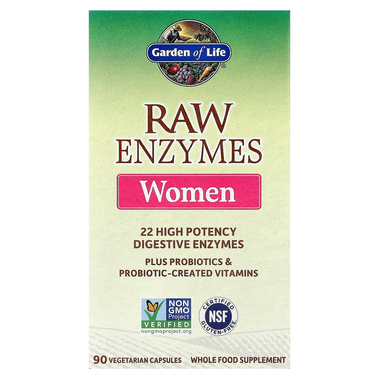 Garden of Life, RAW Enzymes, Women, 90 Vegetarian Capsules