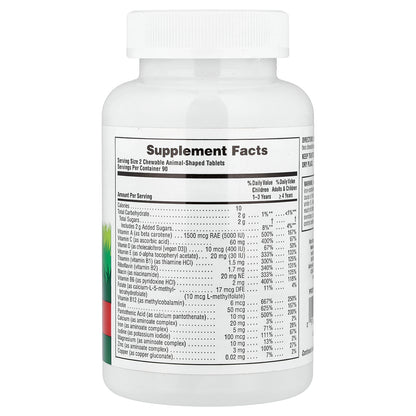 NaturesPlus, Animal Parade®, Children's Chewable Multivitamin Supplement, Cherry, 180 Animal-Shaped Tablets
