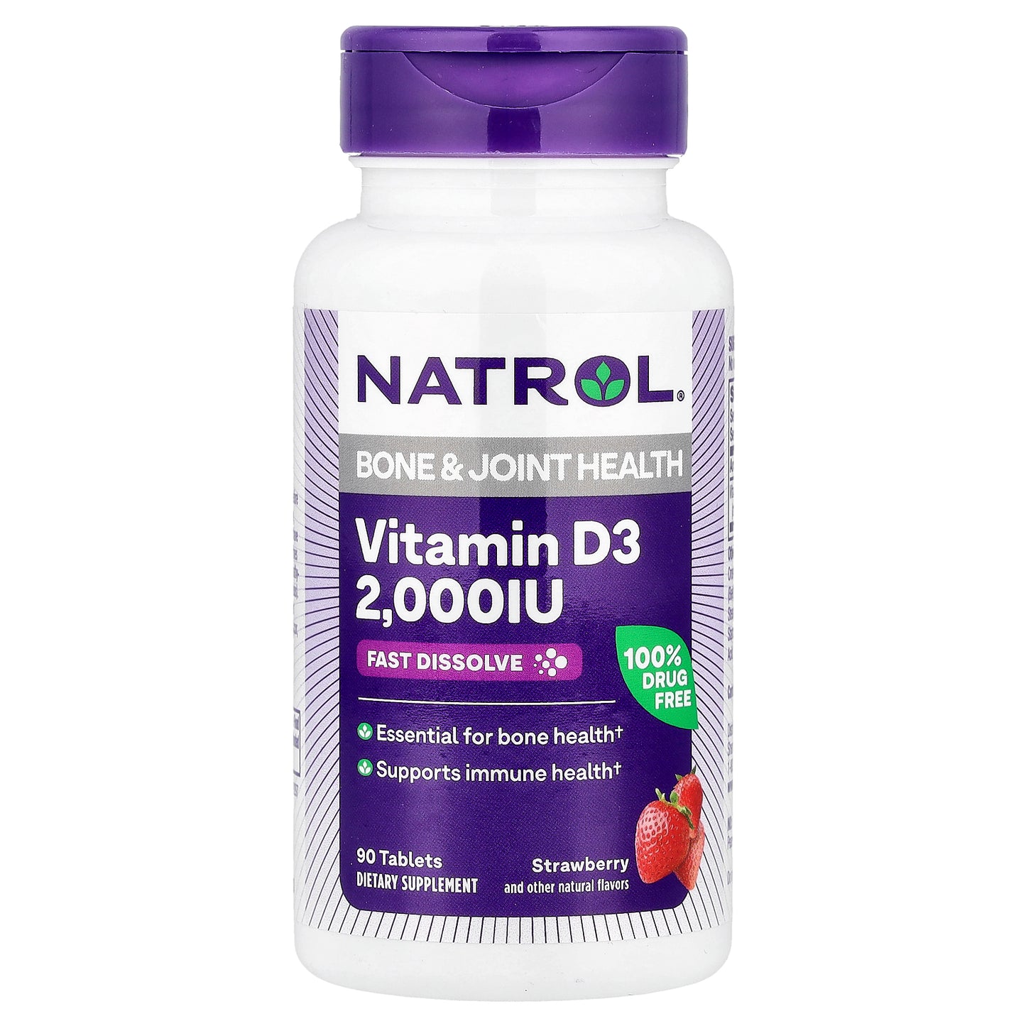 Natrol, Vitamin D3, Strawberry, 2,000 IU, 90 Tablets