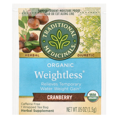 Traditional Medicinals, Organic Weightless®, Cranberry, Caffeine Free, 16 Wrapped Tea Bags, 0.85 oz (24 g)