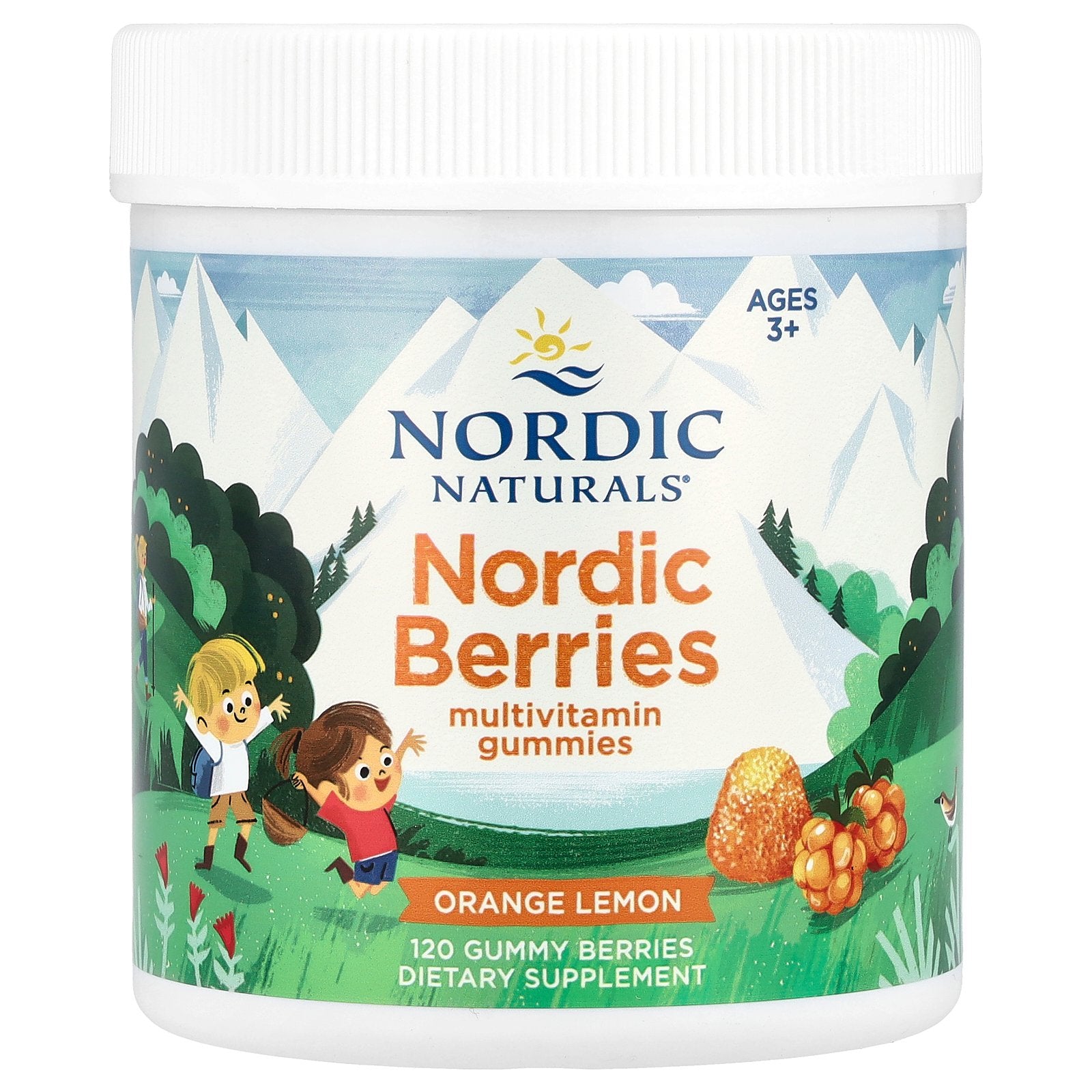 Nordic Naturals, Nordic Berries, Multivitamin Gummies, Ages 3+, Orange Lemon, 120 Gummy Berries