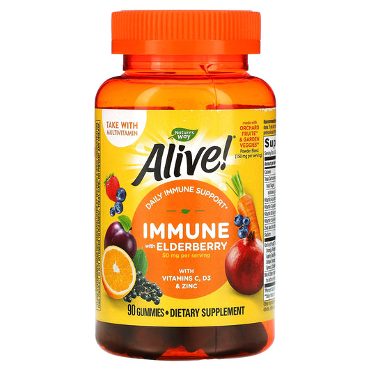 Nature's Way, Alive! Immune with Elderberry, Grape & Cherry, 90 Gummies