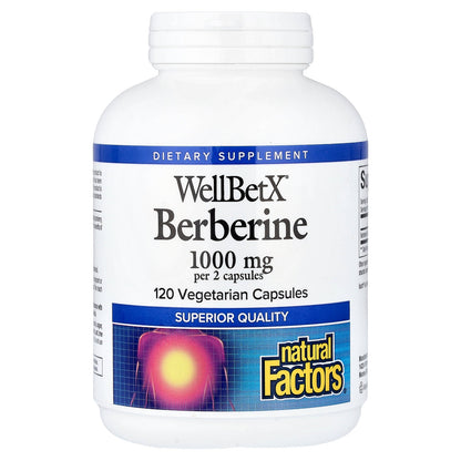 Natural Factors, WellBetX®, Berberine, 120 Vegetarian Capsules (500 mg per Capsule)