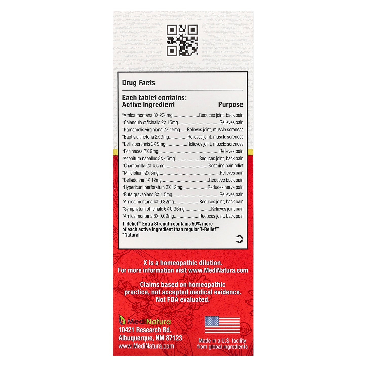 MediNatura, T-Relief, Arnica +12, 100 Tablets