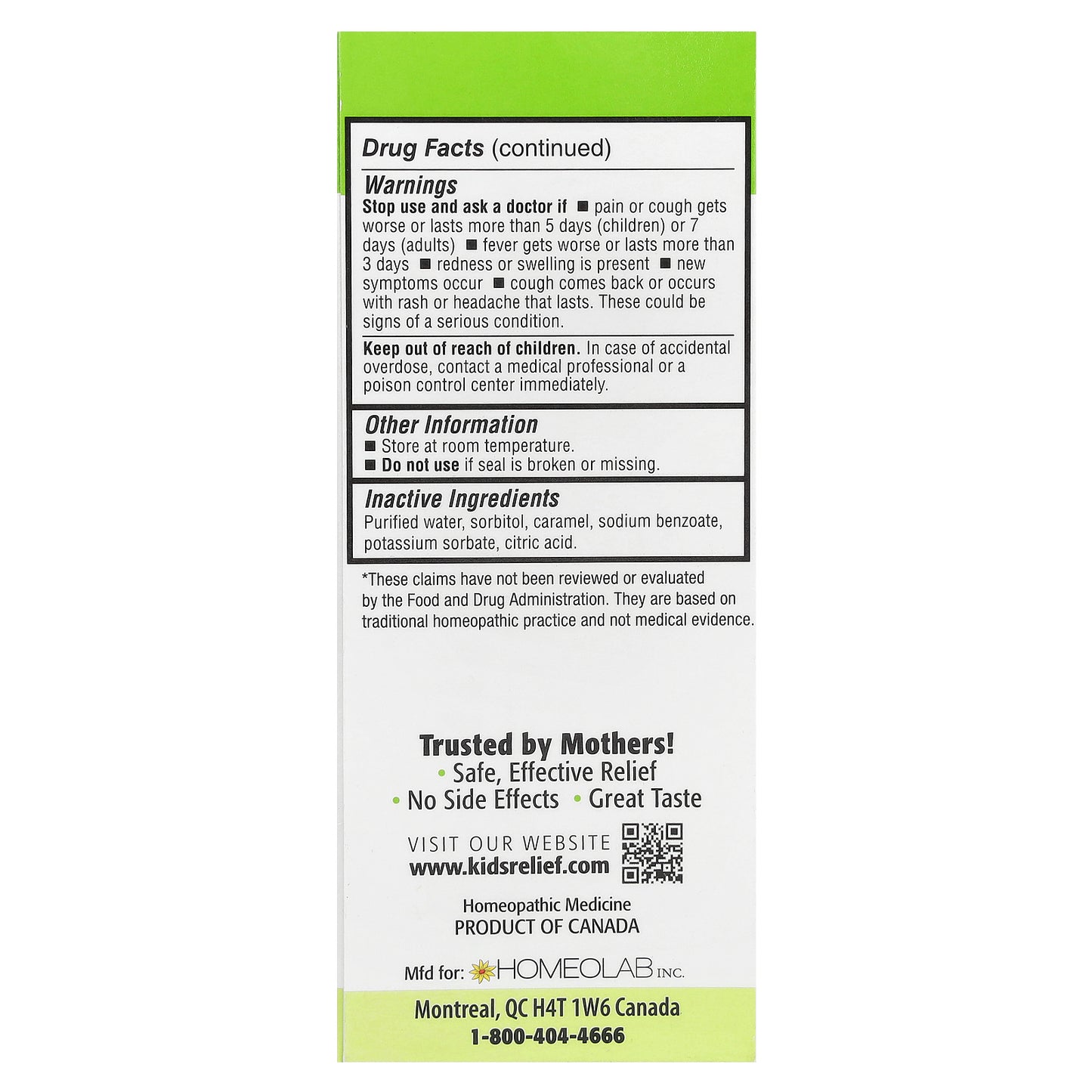 Homeolab USA, Kids Relief, Cough & Cold Syrup, For Kids 0-12 Yrs, 3.4 fl oz (100 ml)