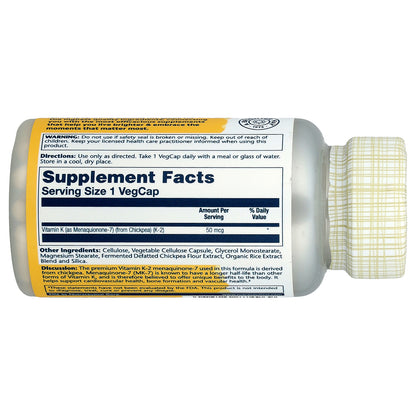 Solaray, Vitamin K-2 Menaquinone-7, 50 mcg, 60 VegCaps