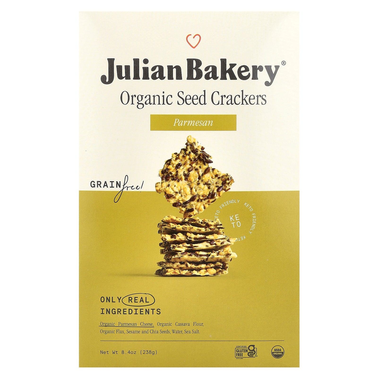 Julian Bakery, Organic Seed Crackers, Parmesan, 8.4 oz (238 g)