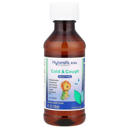 Hyland's Naturals, Kids, Cold & Cough Nighttime, 2-12 Years, Natural Grape, 4 fl oz (118 ml)