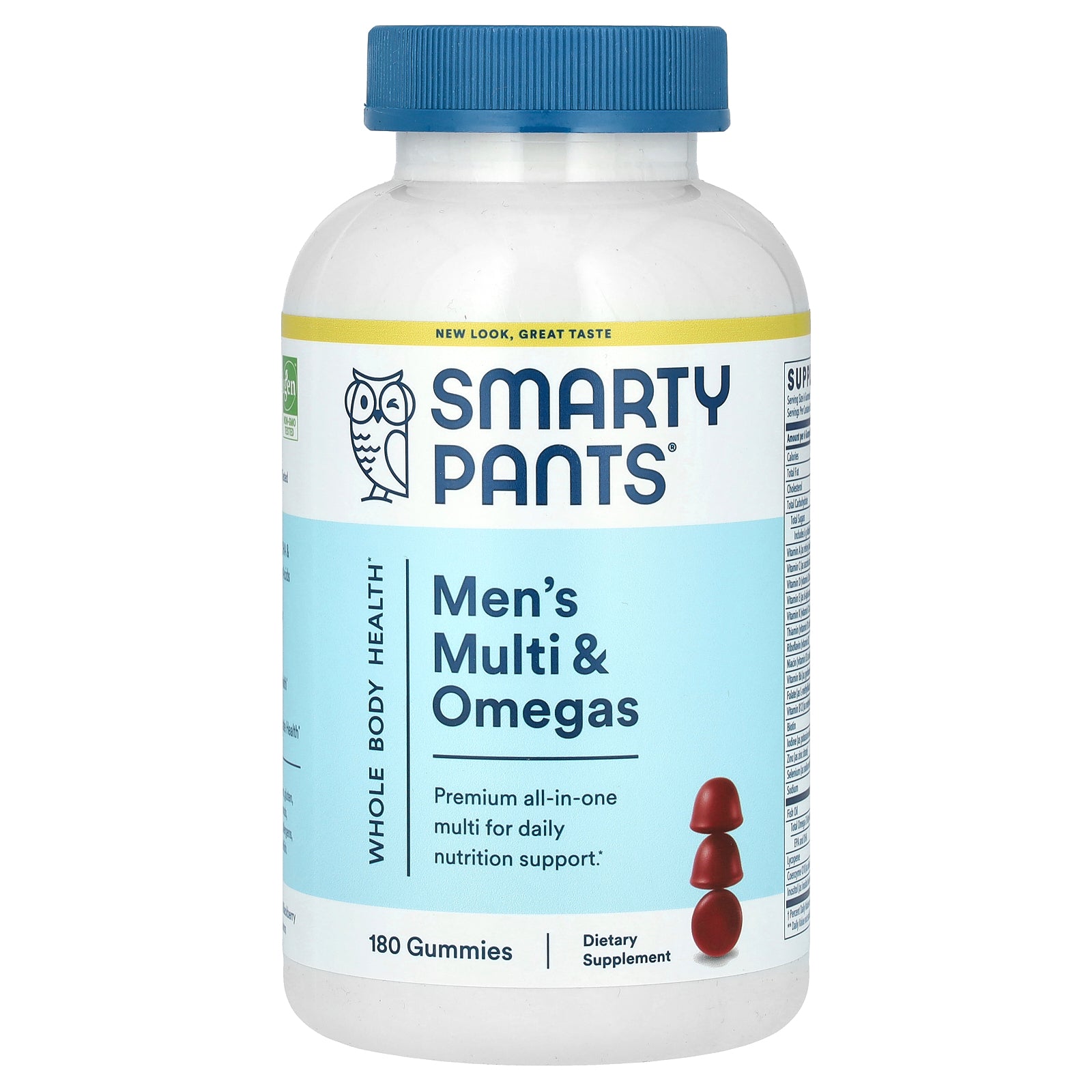 SmartyPants, Men's Multi & Omegas Gummies, Lemon  Creme, Blueberry and Blackberry, 180 Gummies