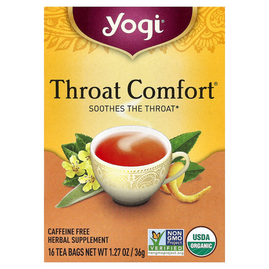 Yogi Tea, Throat Comfort®, Caffeine Free, 16 Tea Bags, 1.27 oz (36 g)